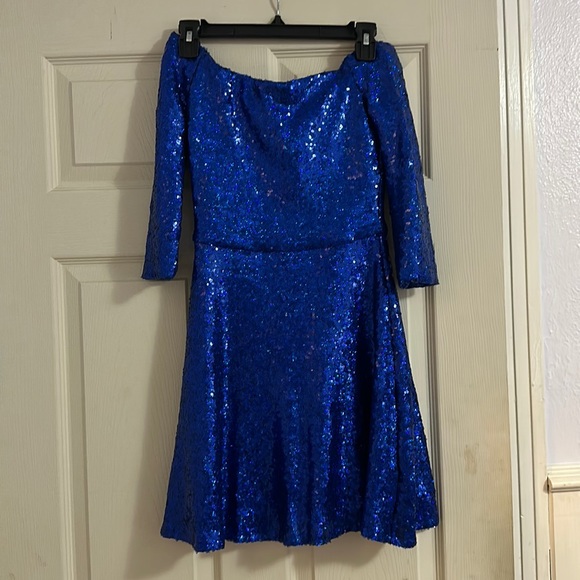 Royal Blue Sequin Party Dress - Picture 1 of 2